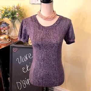 *DVF Boutique* Sz S Metallic Leopard *Puff Shoulder* Sweater